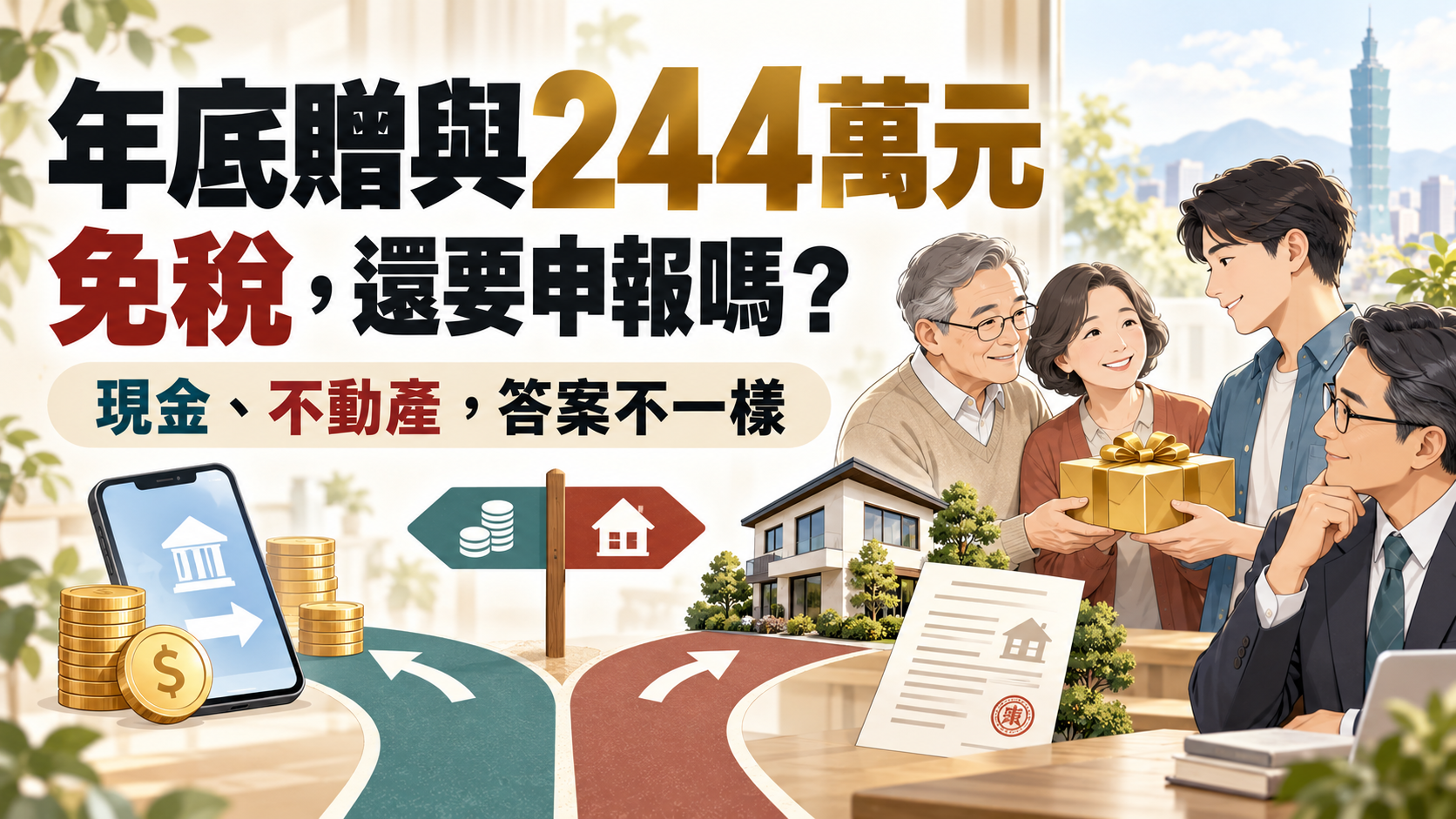 年底前匯244萬元給孩子，免贈與稅，還需要申報嗎？